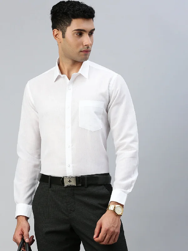 Premium Pants Men Cotton Rich Shirt Leader White