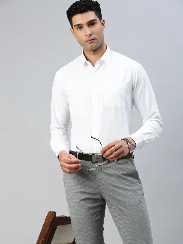 Urban Tops Men Cotton Rich Formal White Shirt