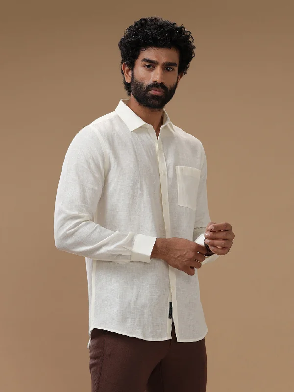 Cozy Pants Men Pure Linen Shirt Cream - L38