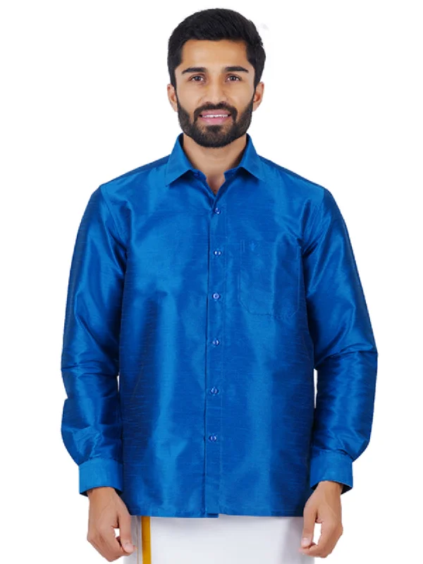 Premium Pants Men Silk Park Shirt Royal Blue SP9