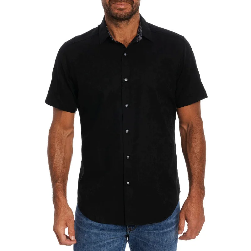 Comfortable Wardrobe Robert Graham Highland Short Sleeve Classic Fit Sport Shirt - Black