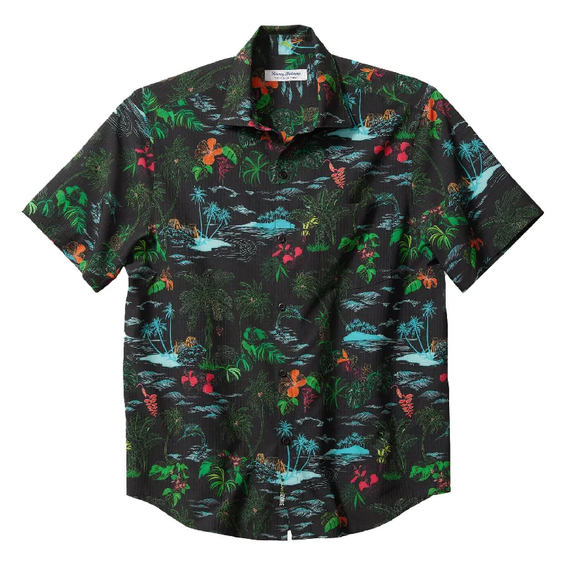 Comfy Shirts Tommy Bahama IslandZone Bahama IslandZone Coast Neon Shores Camp Shirt - Black