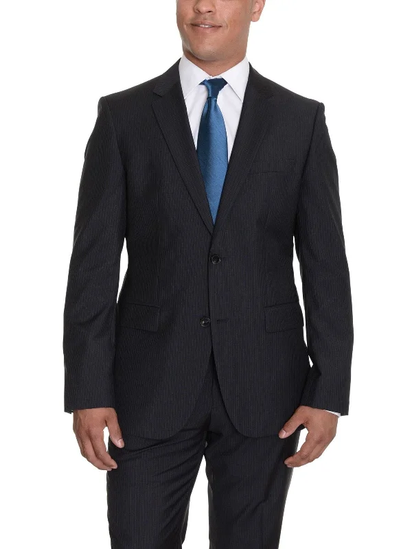 Warm Layers HUGO BOSS The Grand/Central Black Striped Two Button Wool Suit