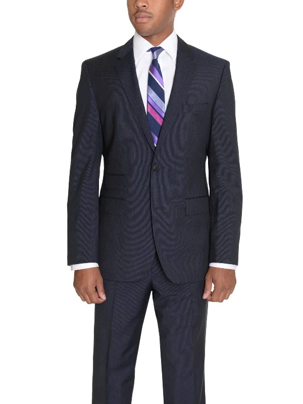 Trendy Layers Hugo Boss The Kings/Central Navy Blue Super 100 Wool Suit With Ticket Pocket