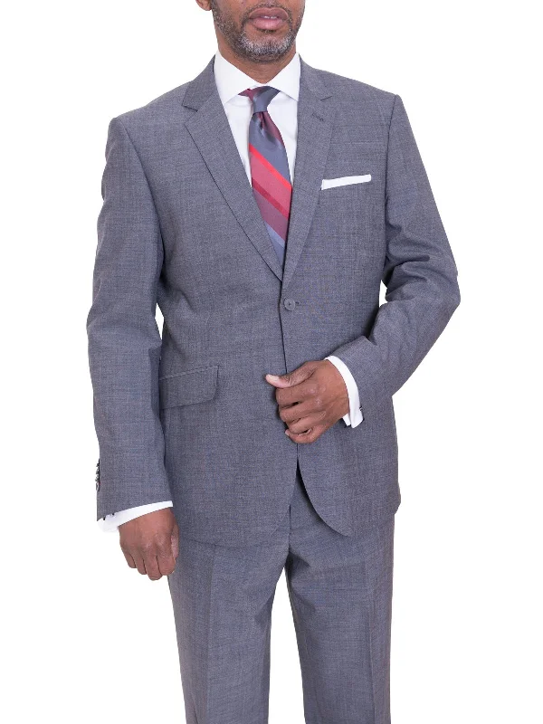 Simple Jackets Ideal Slim FIt Heather Gray Two Button Half Lined Stretch Wool Suit