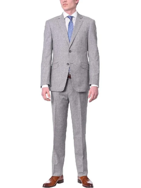 Sporty Accessories Mens Slim Fit Light Gray Two Button 100% Wool Suit