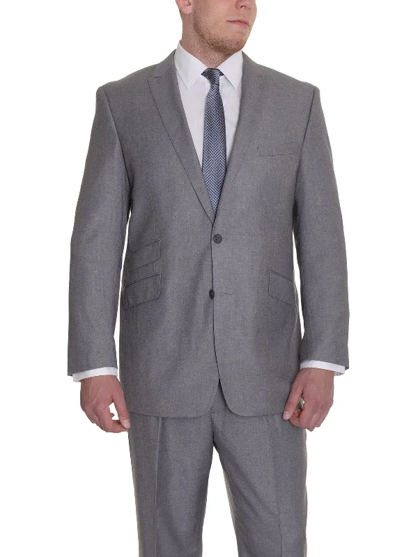 Relaxed Sweaters Raphael Classic Fit Light Heather Gray Two Button Suit With Peak Lapels