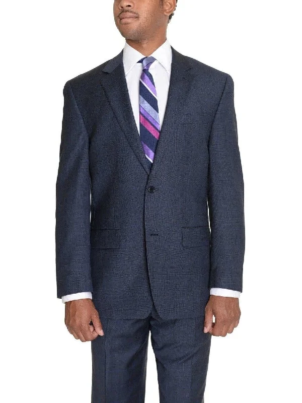 Casual Sneakers Zanetti Mens Classic Fit Navy Blue Glen Plaid Two Button Wool Suit